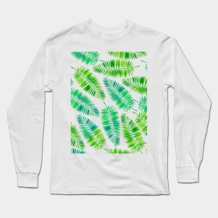 Watercolor palm leaves pattern Long Sleeve T-Shirt